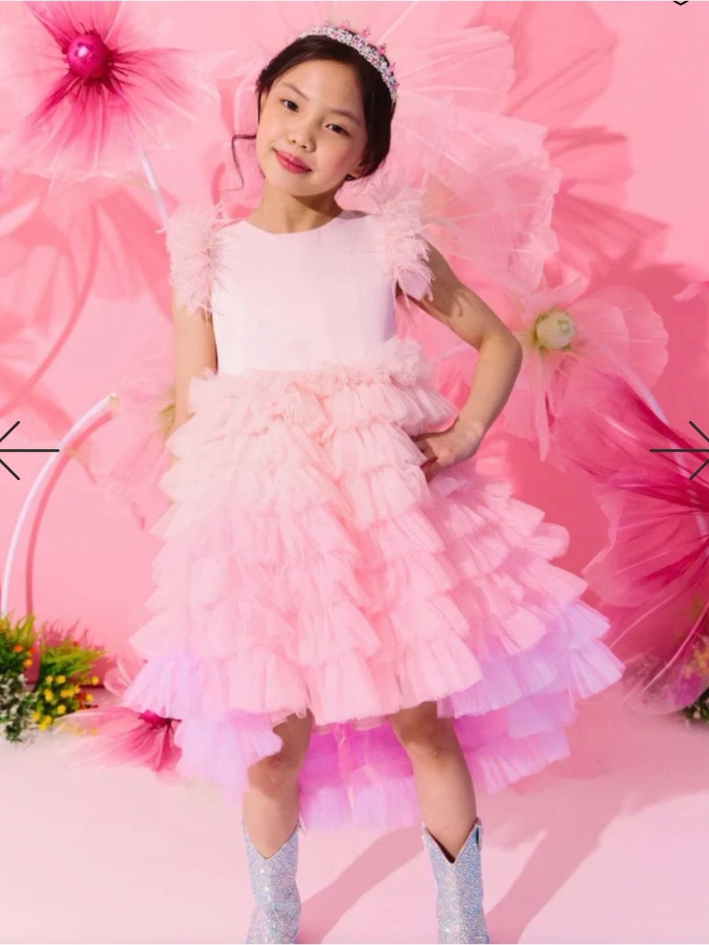 Lola + The Boys Pink Layered Tulle Ruffle Dress for Girls